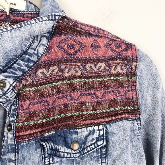 LIFE IN PROGRESS | Boho Snap Front Denim Shirt M - Picture 5 of 9